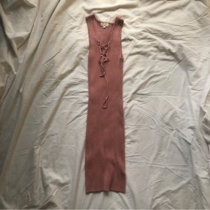 Peach Bodycon Lace Up Dress